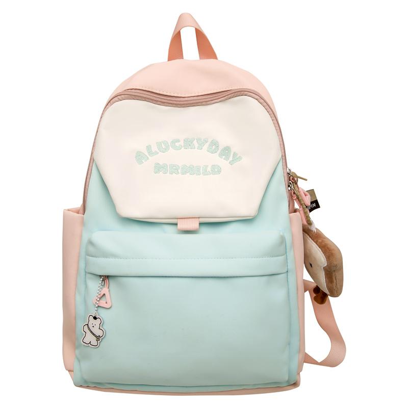 Женский рюкзак большой вместимости с цветными блоками для путешествий — фото 24