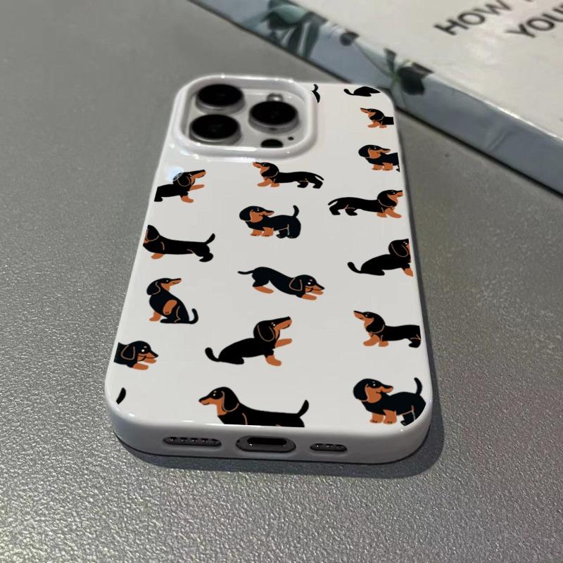 Cute Black Sausage Puppy Pattern Phone Case For iPhone 17 Pro Max 16 15 14 Plus 13 12 11 Pro Max 16E 17Air Shockproof Soft Cover
