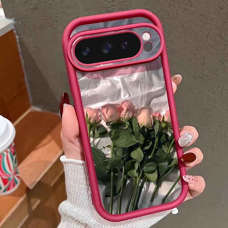 

Чехол для телефона с узором масляной живописи «Розы» для Google Pixel 8 7 Pro 8A 9 Pro XL, мягкий силиконовый противоударный чехол из ТПУ конфетного цвета для Pixel 9 8 7 Pro Google Pixel 8A вино красного/белый