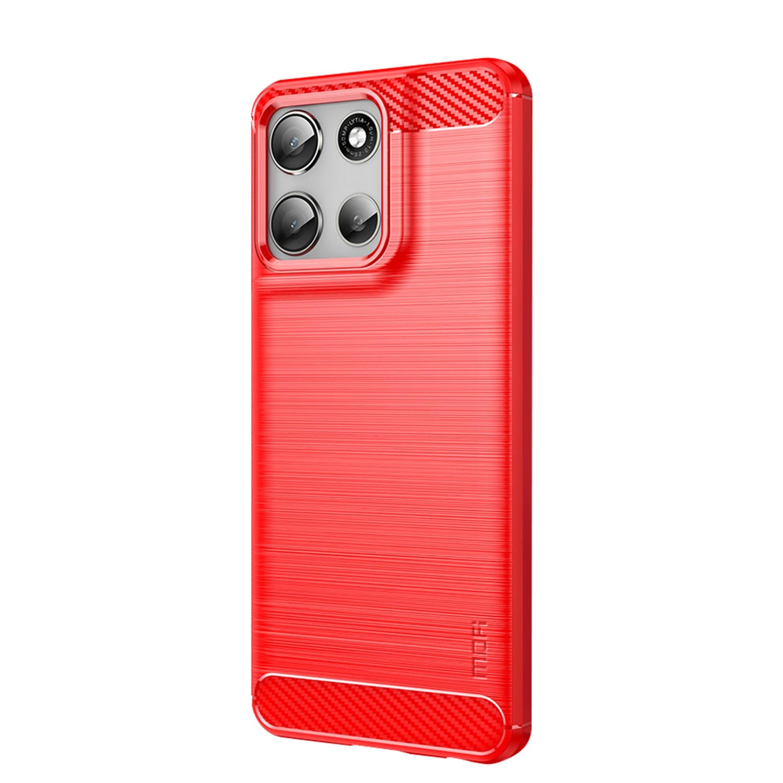 

Для Motorola Moto G56 5G Задняя крышка MOFI Матовая текстура Карбоновое волокно Мягкий ТПУ чехол Red