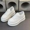 Leather muffin sole little white shoes women's autumn new breathable fashion versatile small height increase board shoes tide