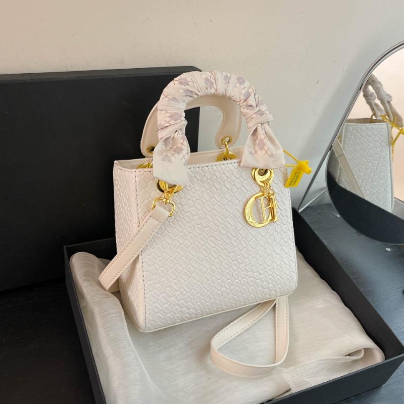 Small Square Bag Women's New Shoulder Messenger Bag Handbag Woven Belt Silk Scarf Princess Diana Bag