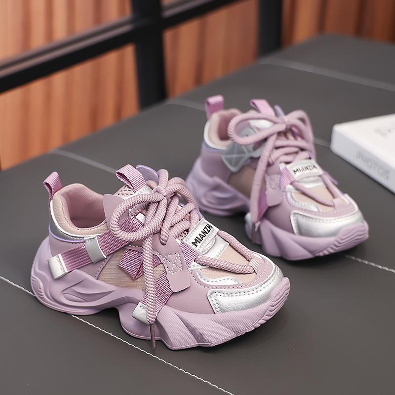 

Детские удобные кроссовки для бега Four Seasons, трендовая обувь для мальчиков и девочек, повседневная дышащая спортивная обувь для спортзала 26 фиолетовый