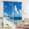 2pcs, 2D FLAT PRINTING Curtains (Without Rod) Ocean Lighthouse Popular Curtain Fabric Yarn Curtains Outdoor Decorations Suitable