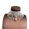 Stylish Lace Necklace Wth Imitation Pearls Modern Feminine Design Office To Party Wear Clavicle Chain