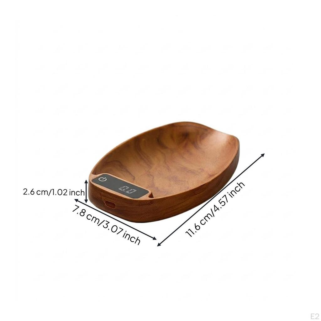 Wood-Grain Tea Scale with Scoop Oval Touch-Control Electronic Weighing