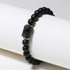 Black Matte Agate Beaded Bracelet with Zodiac Signs - Elastic Buddhist Couple Design