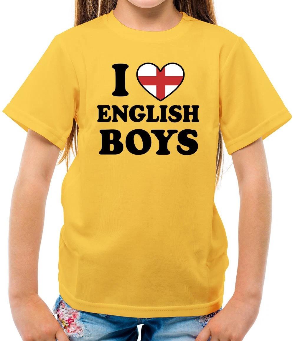 I Love English Boys - Kids T-Shirt - Funny British Britain Heart England 110