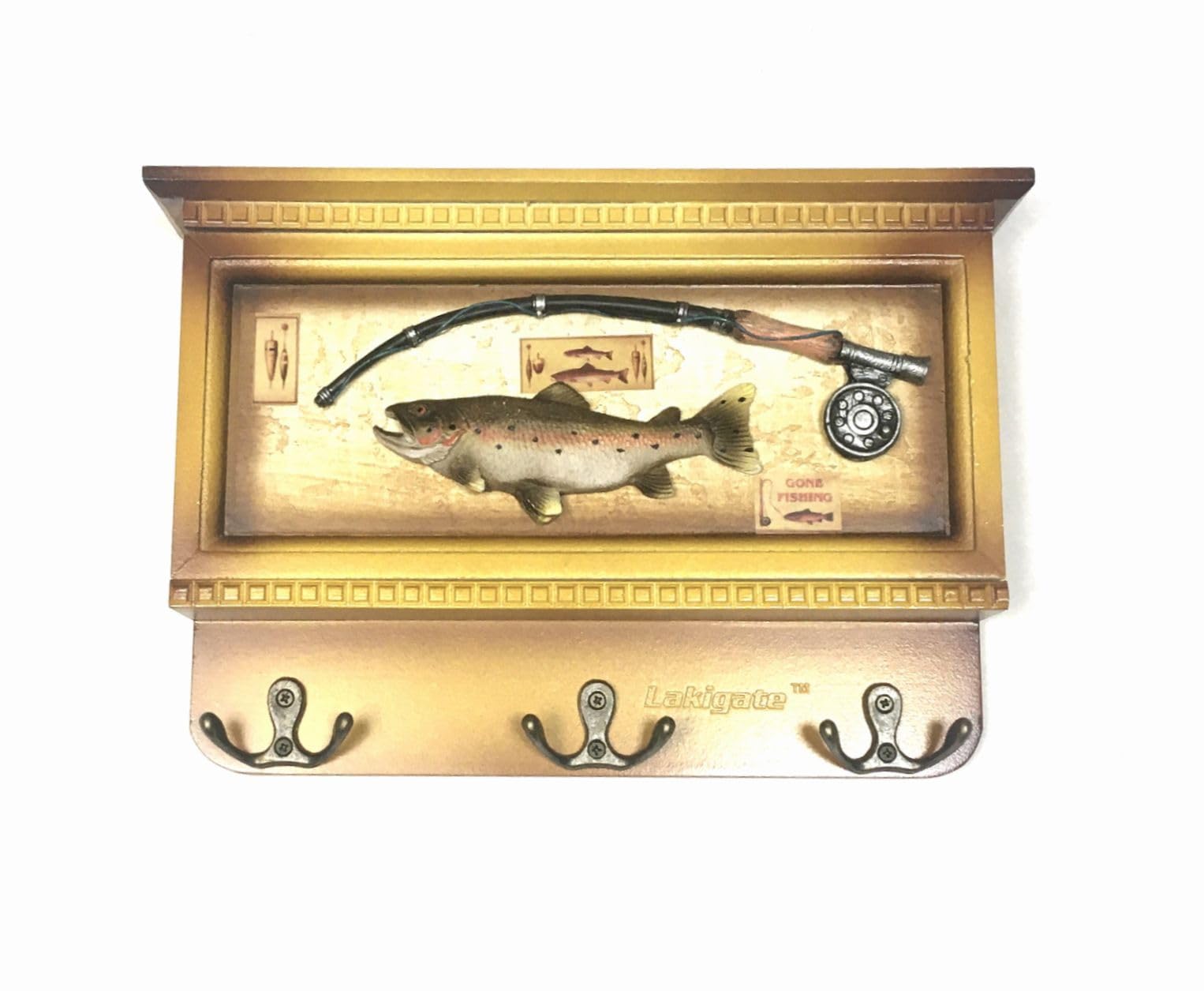 Реплика Радужной Форели & Удилище для Нахлыста & Катушка для Нахлыста Настенный Вешалка для Приманок Декор Радужной Форели Удилище для Радужной Форели Ящик для Снастей Нахлыстовая Рыбалка на Открытом Воздухе