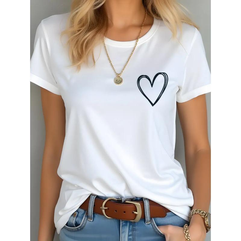 Letni damski T-shirt z okrągłym dekoltem i krótkim rękawem z modnym nadrukiem 3D