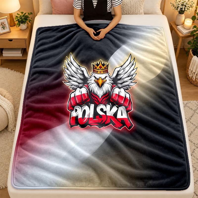Flannel BlanketPoland Football Warm Soft Throw Blanket for Indoor Sofa Bed Living Room Use