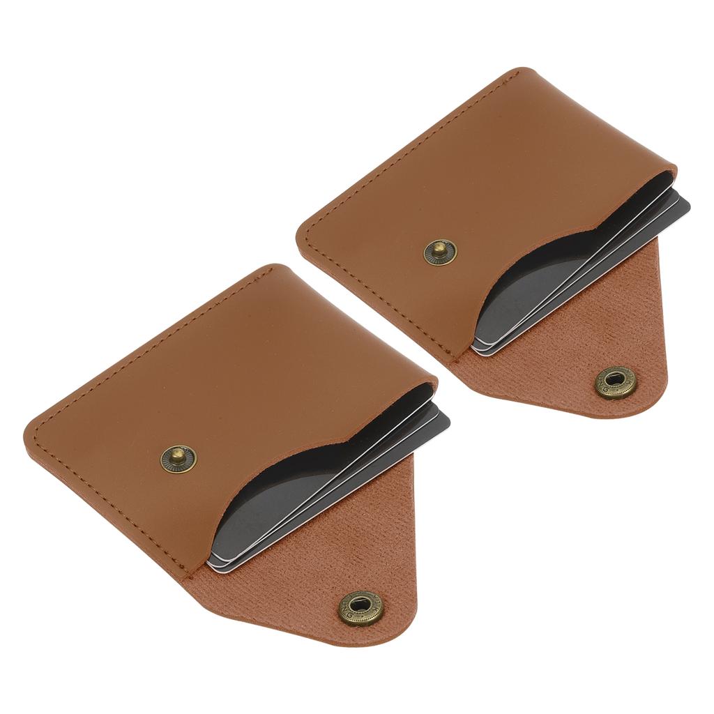 1/2Pcs Slim Leather Card Holder with Snap Closure Leather Front Pocket Wallet Card Case Holder for Men and Women Business Office