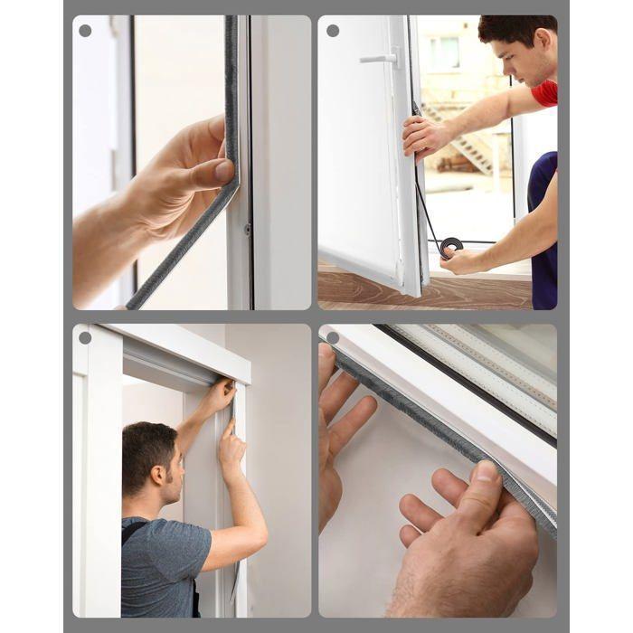 Joint d'étanchéité auto-adhésif 5 m x 9×9 mm - Bande isolante porte et fenêtre, gris