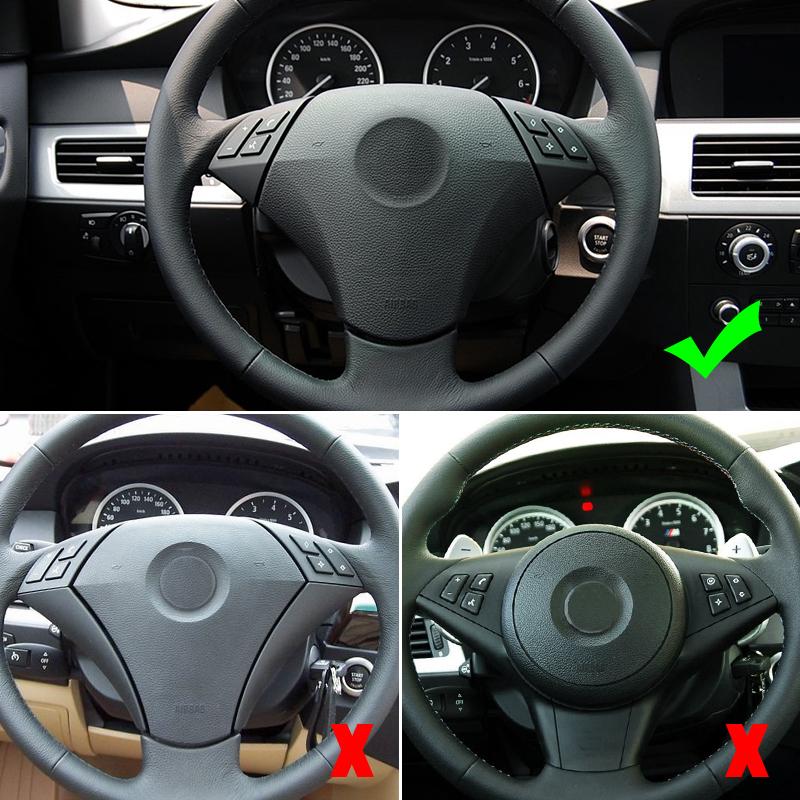 For BMW 5 Series E60 E61 2004 - 2010 Soft Carbon Fiber Car Auto Interior Steering Wheel Panel Switch Button Frame Cover Trim