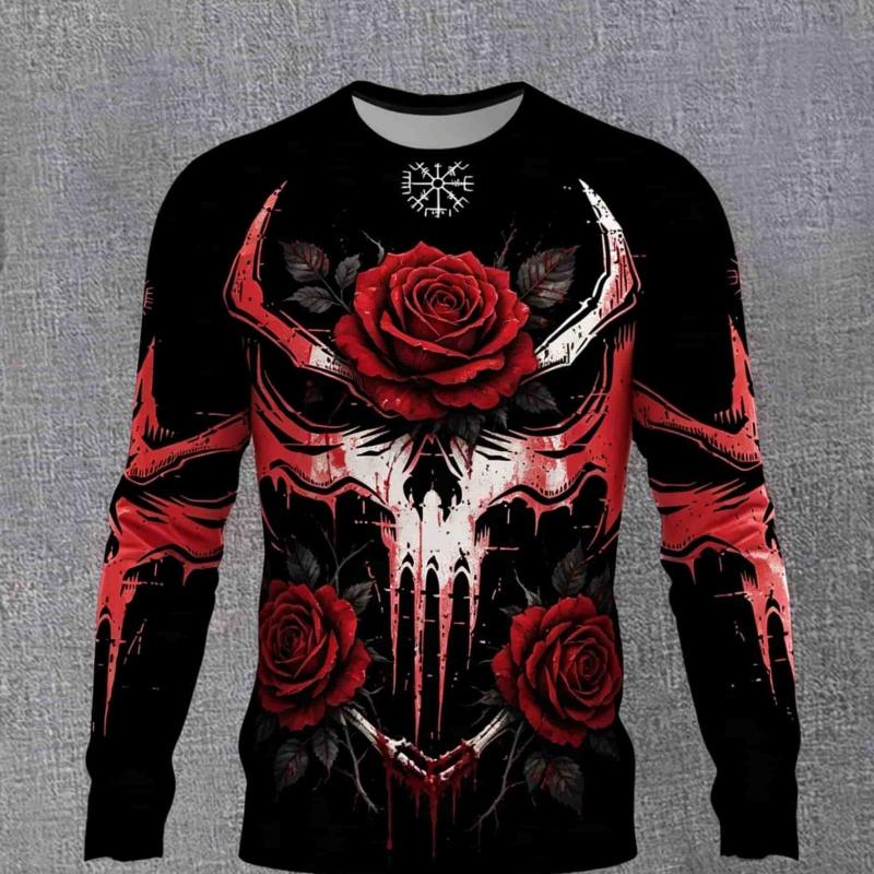 Men's 3D Stripe Printed Long-sleeved T-shirt, Comfortable, Breathable and Versatile Men's Top