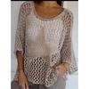 Women's Sweater Loose Hollow Knit Star Cardigan Round Neck Sun Shirt Summer Swimsuit Cover Up