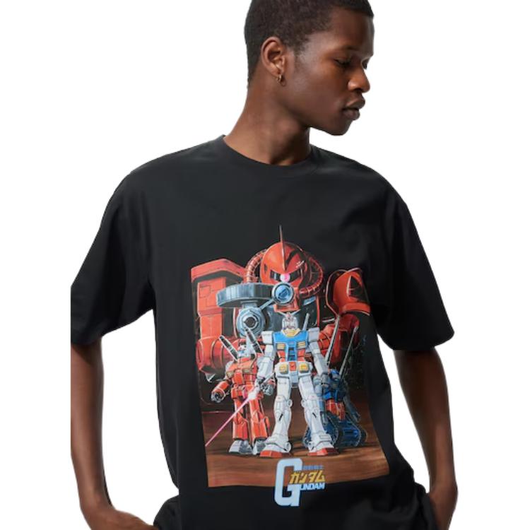 Uniqlo X Mobile Suit Gundam 45th Anniversary Collaboration SS25 Round Neck Graphic Letter Print Casual Short Sleeve T-Shirt Unisex T-Shirt 480143-09