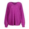 Damen Pullover mit herzförmigem, hohlem V-Ausschnitt und langen Ärmeln, Pulloverbluse, Strickpullover