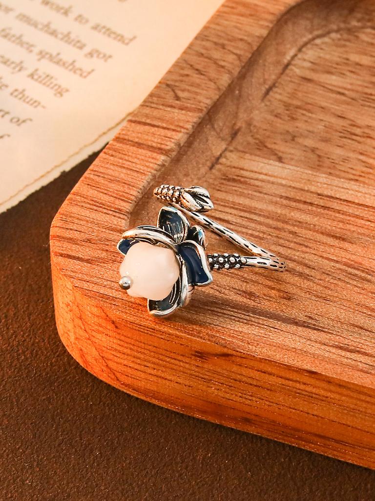 Heiß verkaufter europäischer und amerikanischer Teufelsaugen-Edelsteinring, hochwertiger Retro-Lotus-Öffnungsring, modisches Erstaccessoire