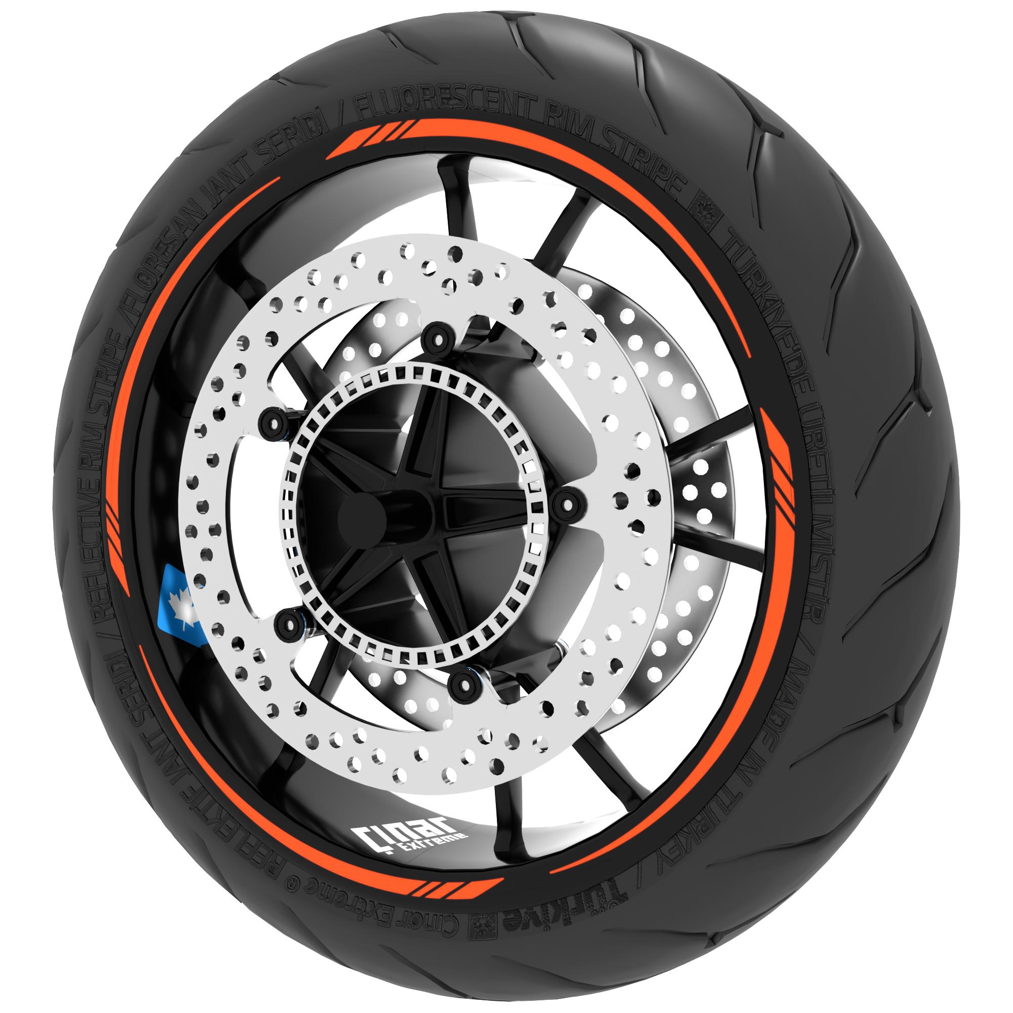 

Флуоресцентная оранжевая лента с острым ободом в полоску для колес Наклейка CinarExtreme