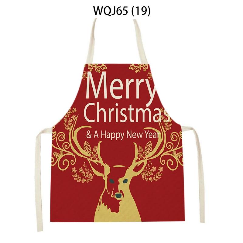 Christmas Apron Snowflake Tree Kitchen Apron Santa Claus Elk Snowman Print Aprons Dinner Party Cooking Apron Baking Accessories