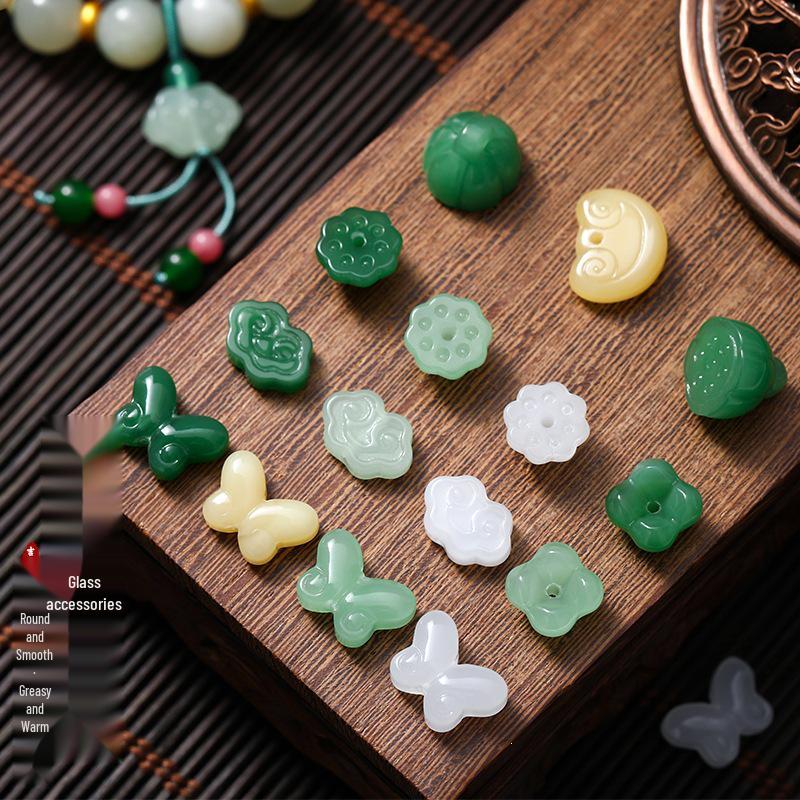 Jade Lotus Pod DIY Jewelry: Peace Lock Pumpkin Beads Pendant