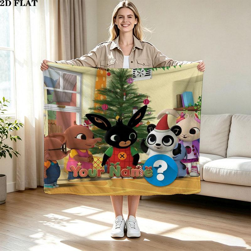 1PC Bing Custom Name Patterned Flannel Blanket Suitable For All Seasons for Home Decor Warmth and Comfort Gifts Holiday Present