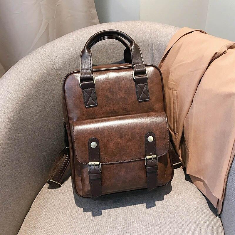 Damen Anti-Diebstahl-Rucksäcke für Studenten, braune Schultaschen für Mädchen im Teenageralter, wasserdichter Vintage-Laptop-Leder-Rucksack, großer Reiserucksack
