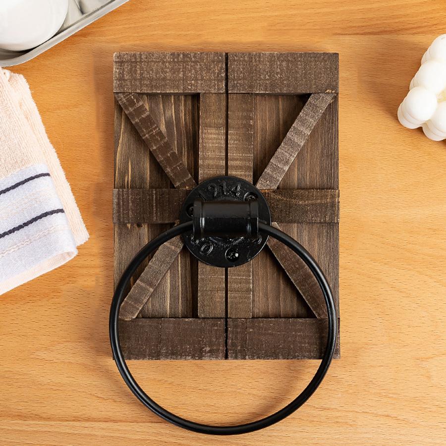

Vintage Iron Wall Mounted Holder Rustic Farmhouse Bathroom Decor Hand Towel Rack Brown Heavy Duty For Toilet Laundry