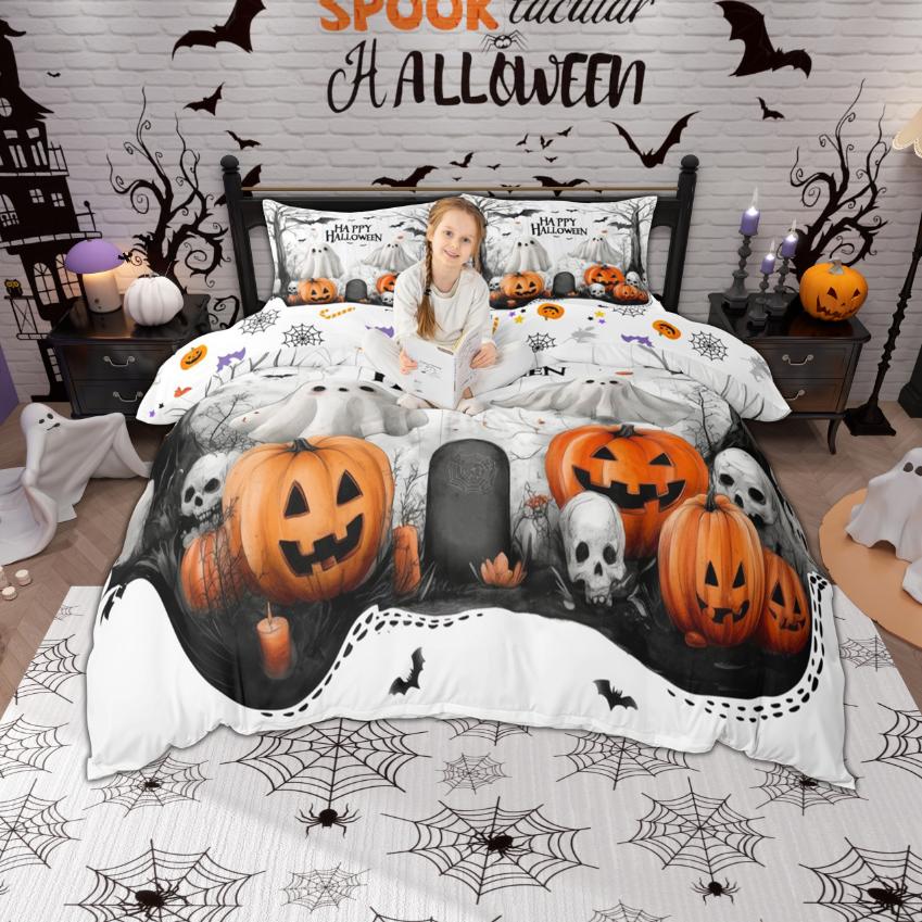 

Homewish Hippie Black Cat Duvet Cover Set For Kids Children Happy Halloween Bedding Set Bats Spooky Animal Ghost Quilt Cover EU Single(135*200cm)3pcs