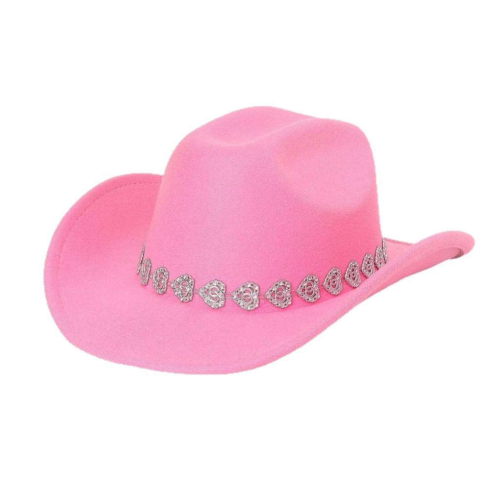 Fashion Versatile Western Cowboy Hat Internet celebrity ins temperament sweet love bright diamond jazz hat