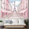 2D flat surface Paris springtime pink landscape themed background fabric suitable for party decoration polyester fiber