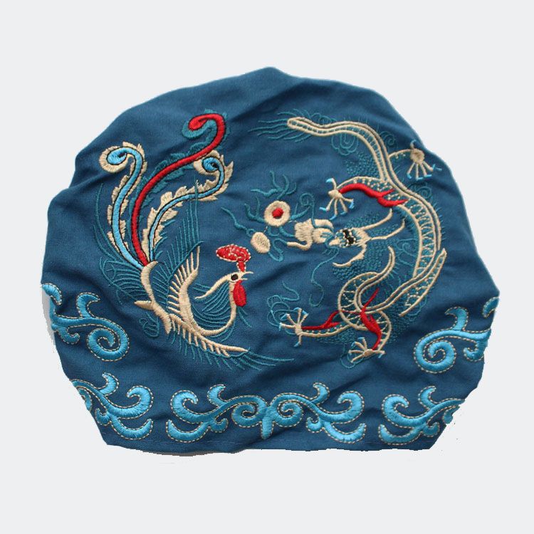 

Модная этническая вышитая хлопково-льняная повязка для волос, материнский платок, шляпа, вышитая шапочка для волос с драконом и фениксом, повязка на голову для женщин