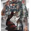 Camiseta Retro Masculina Manga Curta 3D Estampa Música Rock Camisetas Para Homens Roupa Verão Secagem Rápida Camisetas Top Street Harjauku 2024