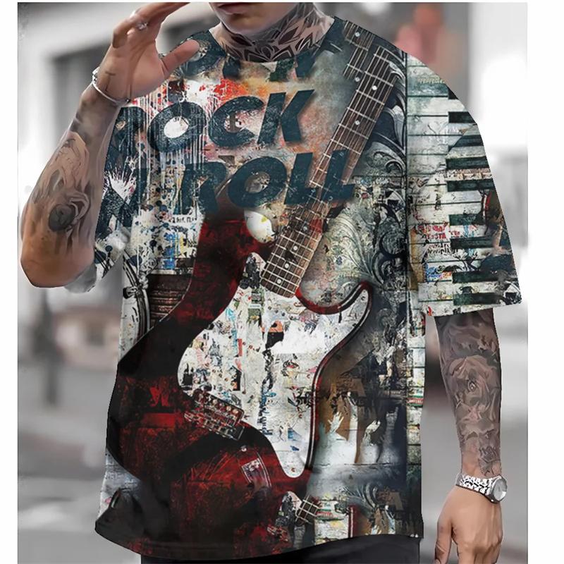 

Retro Men s Short Sleeve T-shirt 3d Rock Music Print Tee Shirts For Men Clothing Summer Quick Dry Tees Top Street Harjauku 2024 XL