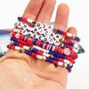 New American Independence Day Bracelet USA America FREEDOM US Flag Soft Ceramic Beaded