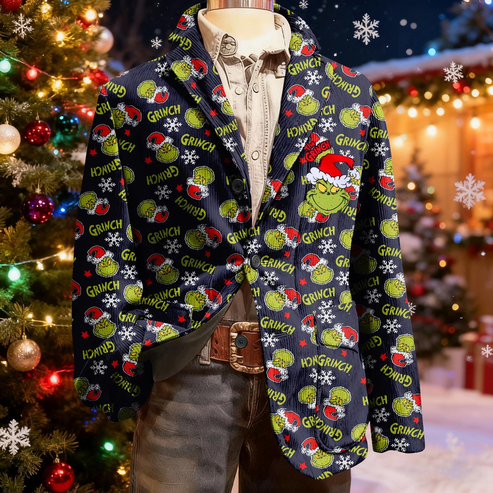 

Мужской уродливый рождественский вельветовый теплый карманный пиджак-кардиган, мужской повседневный костюм M тёмно-синий