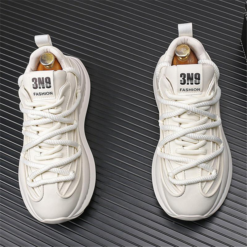 New Designer Men's White Black All Match Thick Bottom Causal Shoes Flats Moccasins Male Walking Sneakers Zapatos Hombre