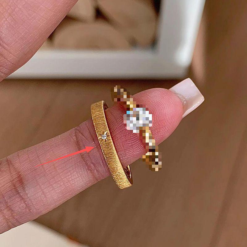 Gold Star Zirconia Ring for Women, Light Luxury, Exquisite, Unique Stackable Index Finger Ring Adjustable Open