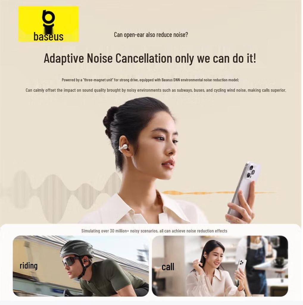 Baseus MC1 Bone Conduction Ear Clips: Open-Ear Wireless Headphones for Sports and Running