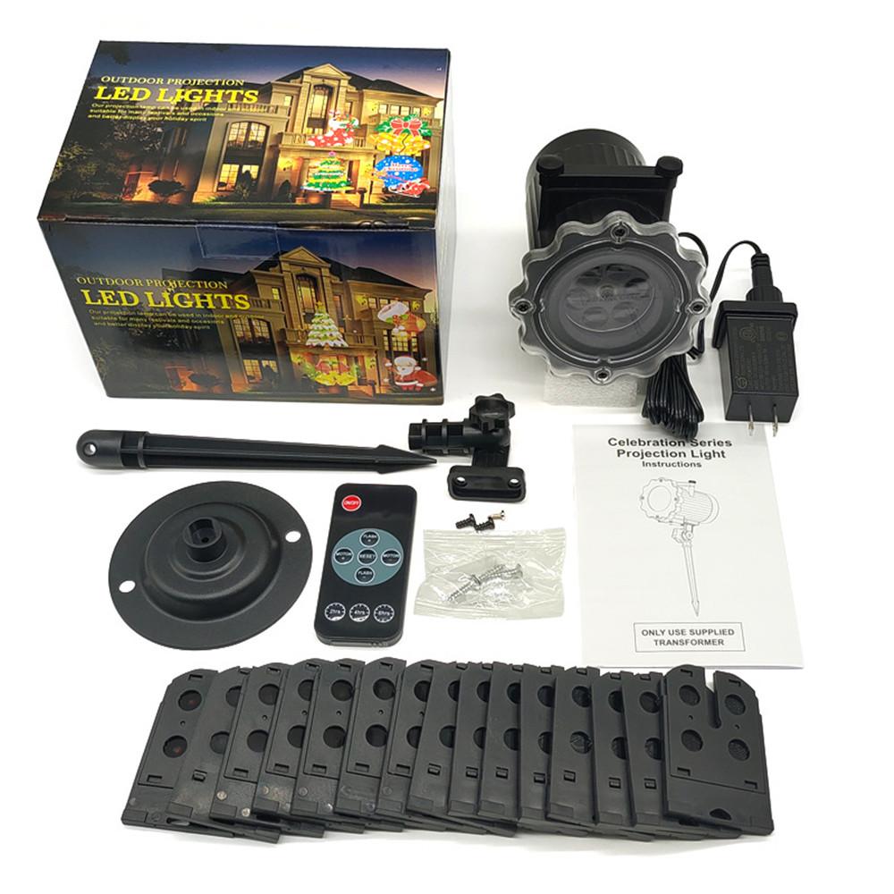 Christmas Halloween Lights Projector Waterproof Indoor Motion Remote Control LED 16 Slides Holiday Lamp Party Outdoor Garden House Room Night Light