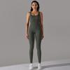 Women's Yoga Jumpsuit Ribbed One Piece Tank Tops Rompers Sleeveless Exercise Jumpsuits Bodysuit