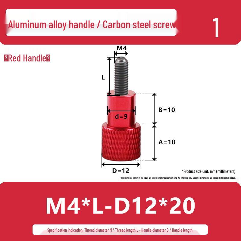 M3M4 Aluminum Alloy Hand-Tightening Flat Head Knurled Adjustment Screw Bolt