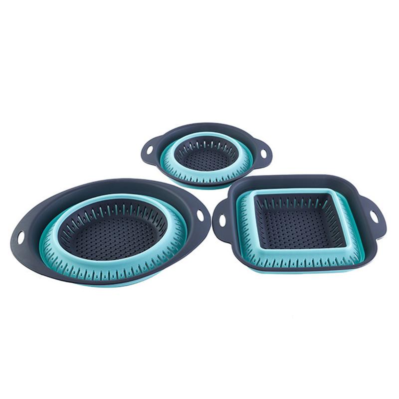 Collapsible Silicone Kitchen Storage Basket Multi-use Fruit Vegetable Drainer Foldable Kitchen Draining Organzier