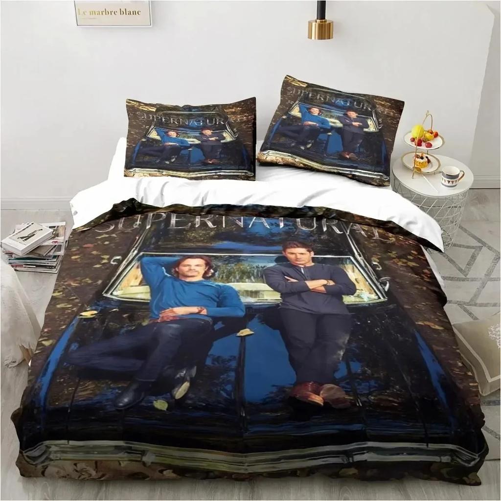 Supernatural Logo Bedding Set Duvet Cover Bed Set Quilt Cover Pillowcase Comforter king Queen Size Boys Adult Bedding Set