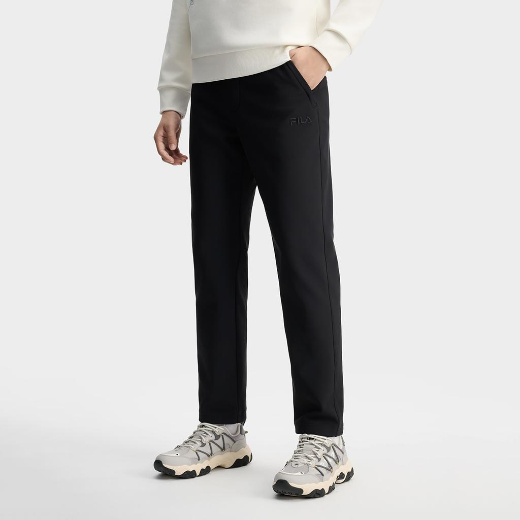 Fila Modern Heritage Fashion Versatile Retro Simple Casual Comfortable Knitted Sports Pants Men Bottoms Black F11M518601FBK