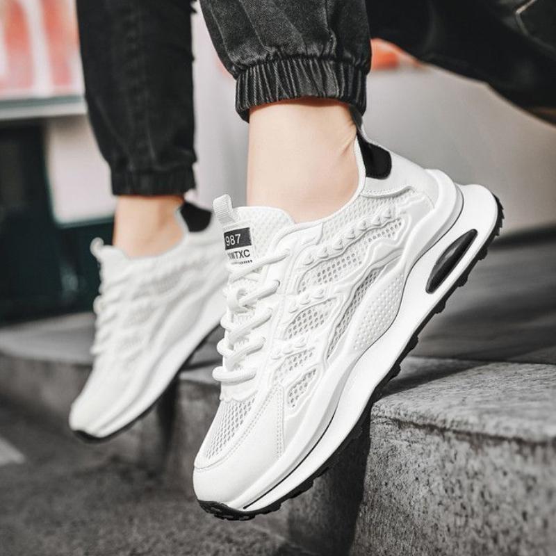 Herren Laufschuhe 2024 Neue atmungsaktive Schnürschuhe für Herren Casual Sneaker Hochwertige bequeme Schuhe mit weicher Unterseite und zunehmender Körpergröße