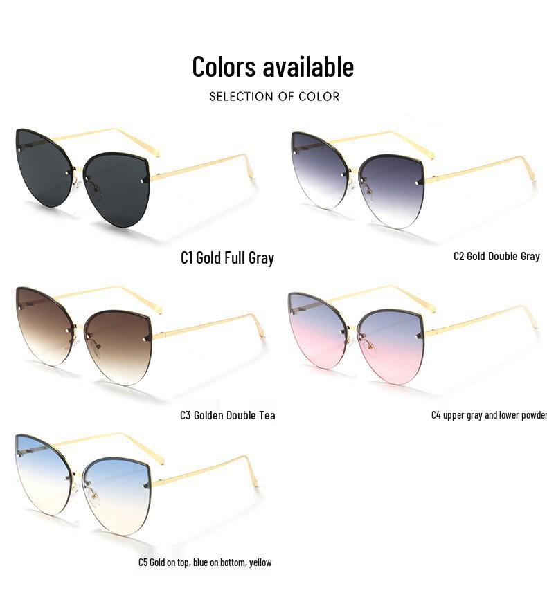 Women's Korean Style Cat Eye Sunglasses, UV Protection, Comfortable Metal Frame, High-End Feel, Polarized Lenses.