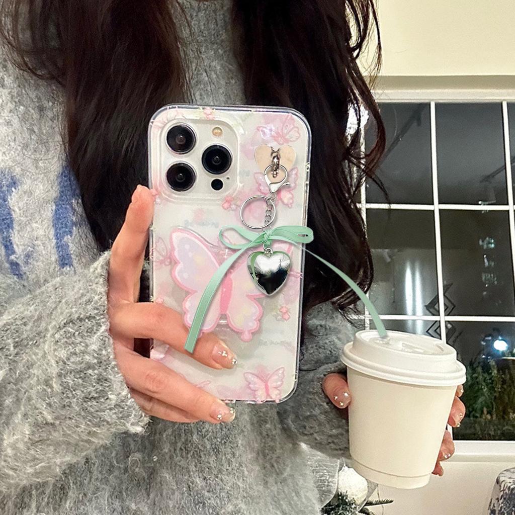 Fashion Bowknot Heart Charm Keychain Haning Ornament Keyring Lovely Pendants Decoration for Purse Bag Backpack Handbag