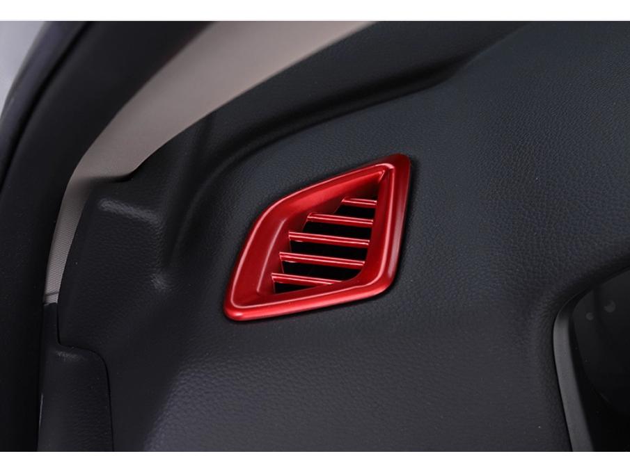Honda Accord 18th Gen Red Interior Trim Kit: Gear Shift Frame, Armrest, Air Vent, Gear Knob, Steering Wheel.